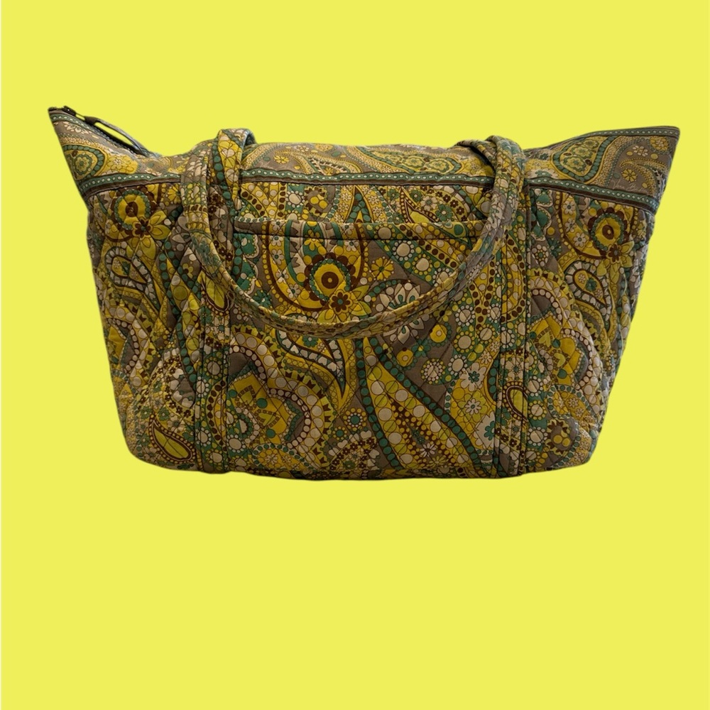 Vera Bradley Tote Green Yellow Paisley print